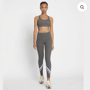 Tory Burch Sport NWT melange Cross Back Sports Bra Dark Gray Heather Large Lux
